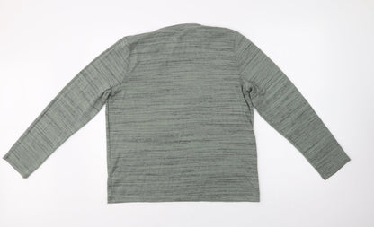 Marks & Spencer Womens Green Crew Neck Striped Polyester Pullover Jumper Size 16