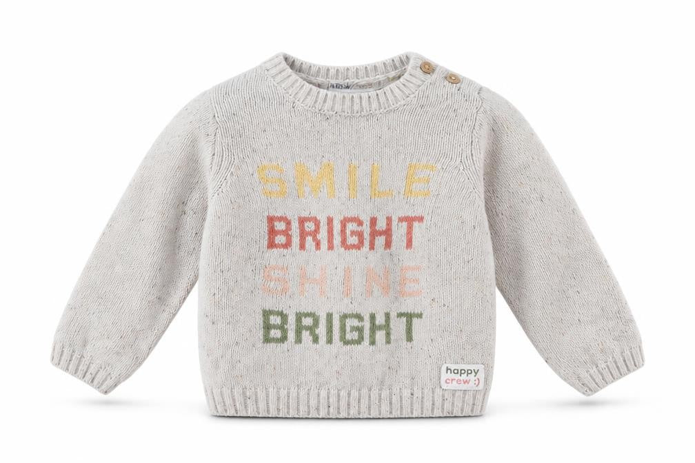 Primark Baby Beige  Cotton Pullover Jumper Size 6-9 Months  Button - Smile