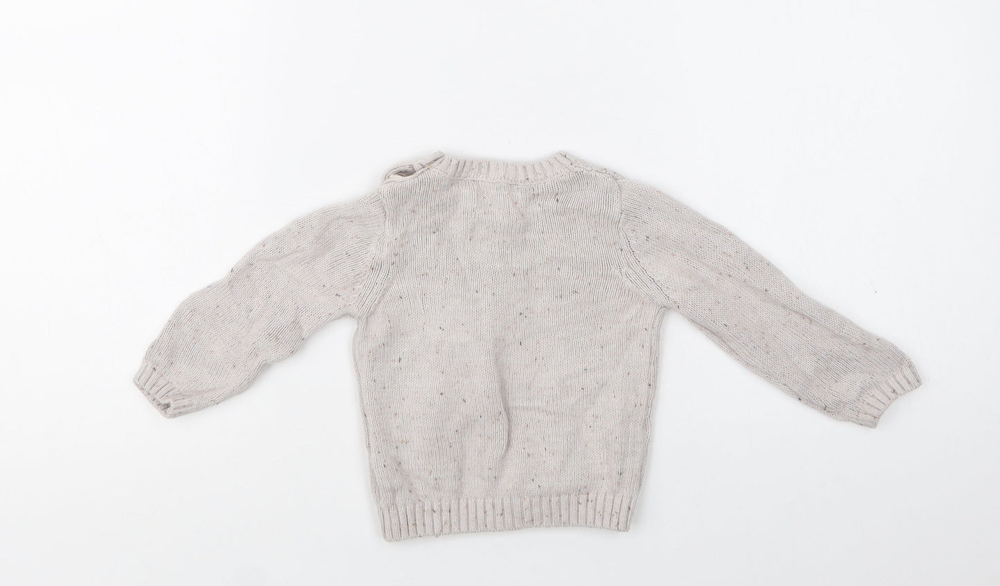 Primark Baby Beige  Cotton Pullover Jumper Size 6-9 Months  Button - Smile