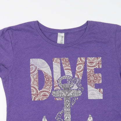 Preloved Duck Co Womens Purple  Cotton Basic T-Shirt Size XL Crew Neck - Detail
