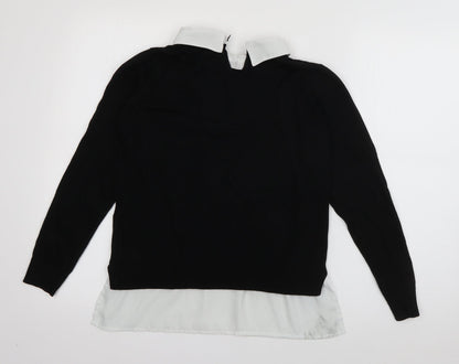 Preloved Dorothy Perkins Womens Black Collared  Viscose Pullover Jumper Size 10 - Back
