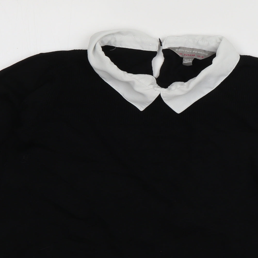 Dorothy Perkins Womens Black Collared  Viscose Pullover Jumper Size 10