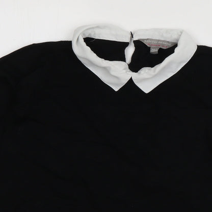 Preloved Dorothy Perkins Womens Black Collared  Viscose Pullover Jumper Size 10 - Detail