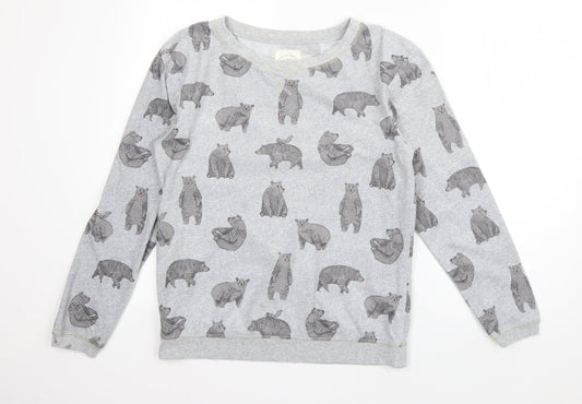 NEXT Womens Grey Geometric Polyester Top Pyjama Top Size XS   - Bear