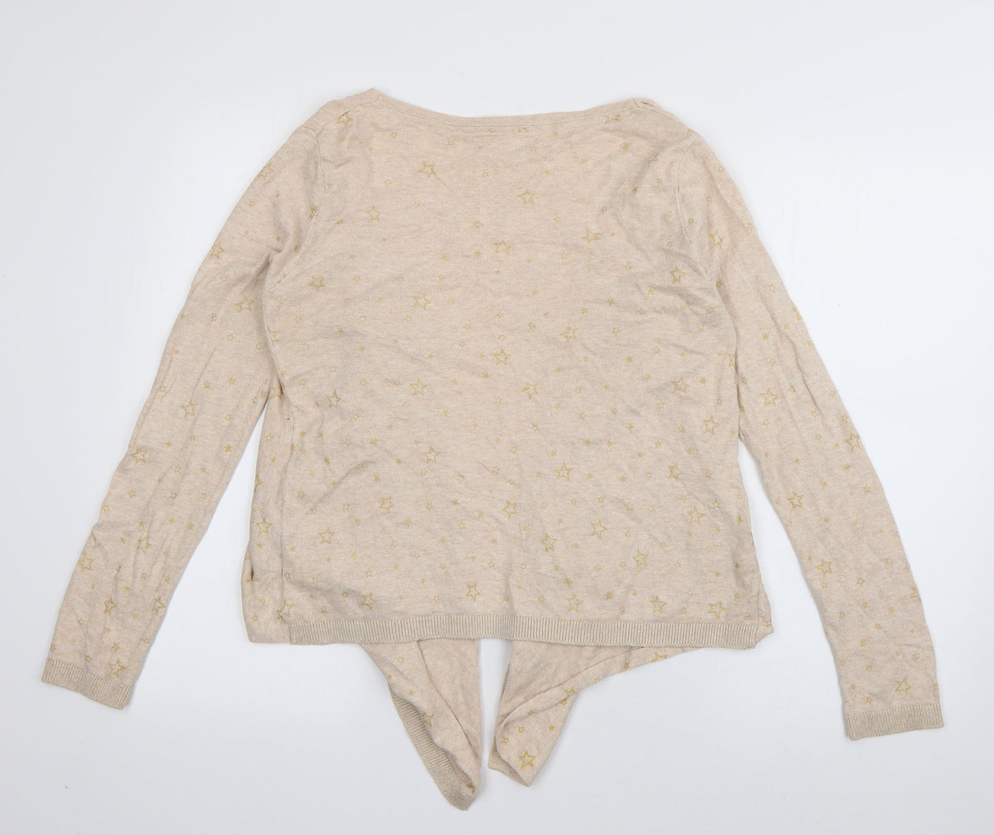 Marks and Spencer Womens Pink V-Neck Geometric Cotton Cardigan Jumper Size S   - stars