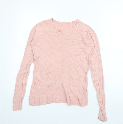 Tu Womens Pink Boat Neck  Acrylic Pullover Jumper Size 8