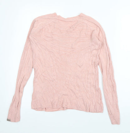 Tu Womens Pink Boat Neck  Acrylic Pullover Jumper Size 8