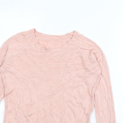Tu Womens Pink Boat Neck  Acrylic Pullover Jumper Size 8