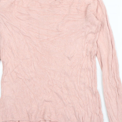 Tu Womens Pink Boat Neck  Acrylic Pullover Jumper Size 8