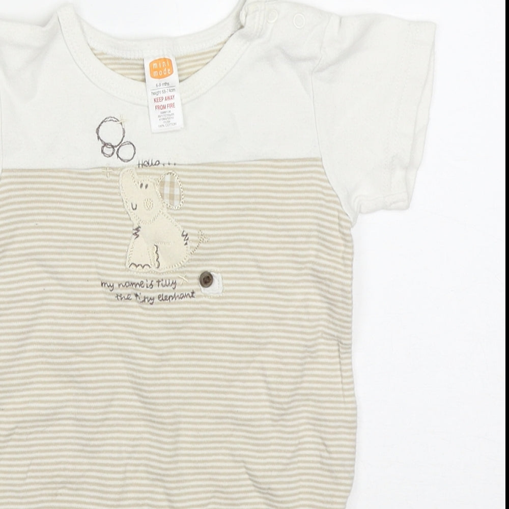 Mini Mode Baby Beige Striped Cotton Romper One-Piece Size 6-9 Months  Button - Tilly The Tiny Elephant