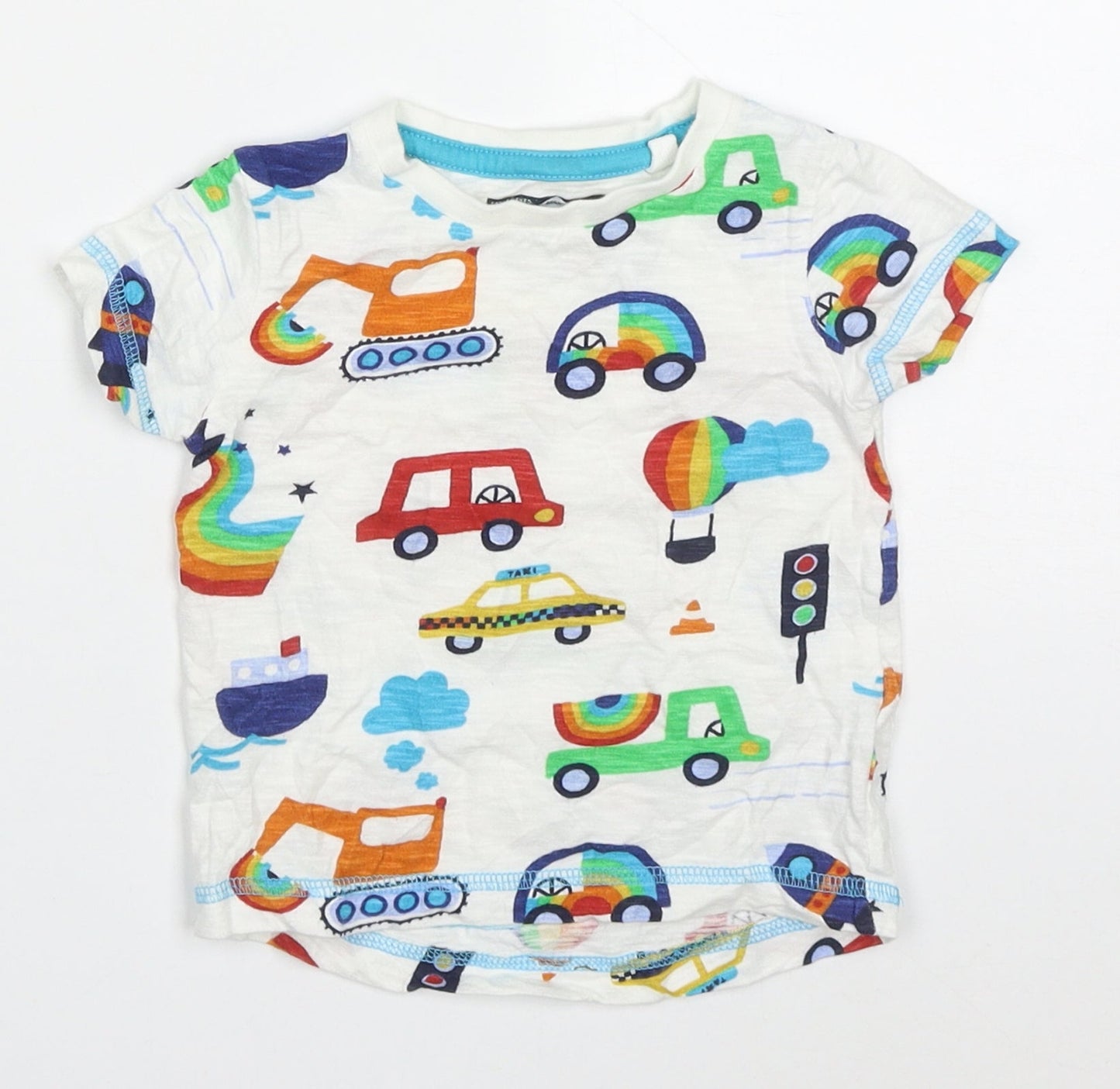 NEXT Baby Multicoloured  Cotton Basic T-Shirt Size 3-6 Months Crew Neck Pullover - Trucks