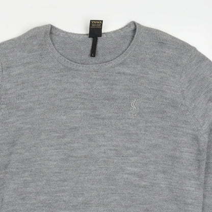 :FC Mens Grey Round Neck  Acrylic Pullover Jumper Size L