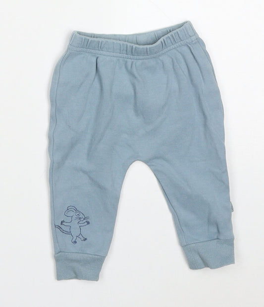 M&Co Boys Blue  Cotton Sweatpants Trousers Size 0-3 Months   - Mouse