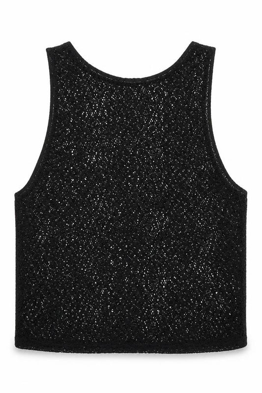 Atmosphere Womens Black  Polyester Basic Tank Size M Round Neck