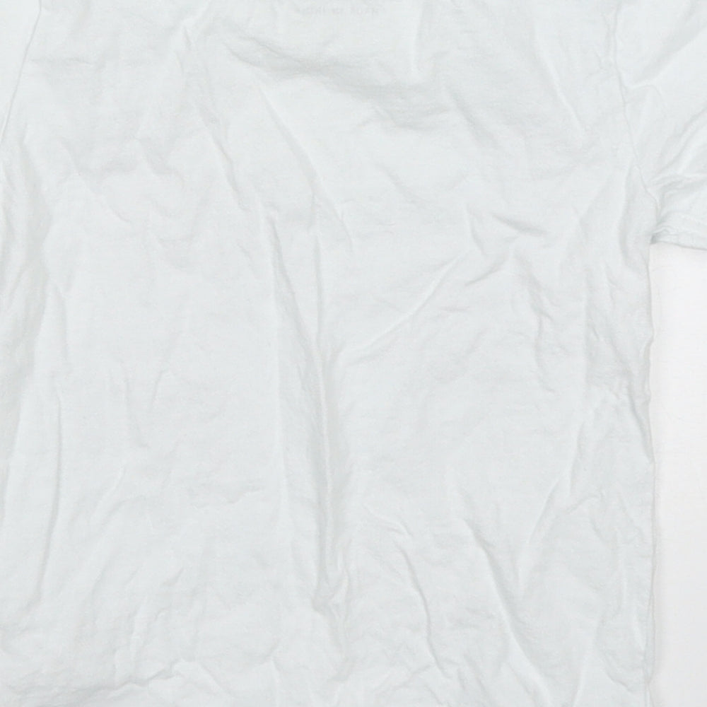 Primark Boys White  Cotton Basic T-Shirt Size 18-24 Months Crew Neck Pullover - Surf Dude