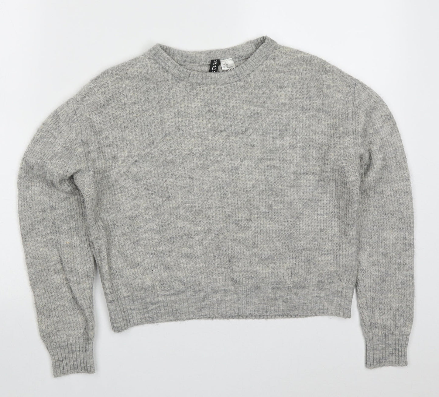 H&M Womens Grey Round Neck  Acrylic Pullover Jumper Size XS