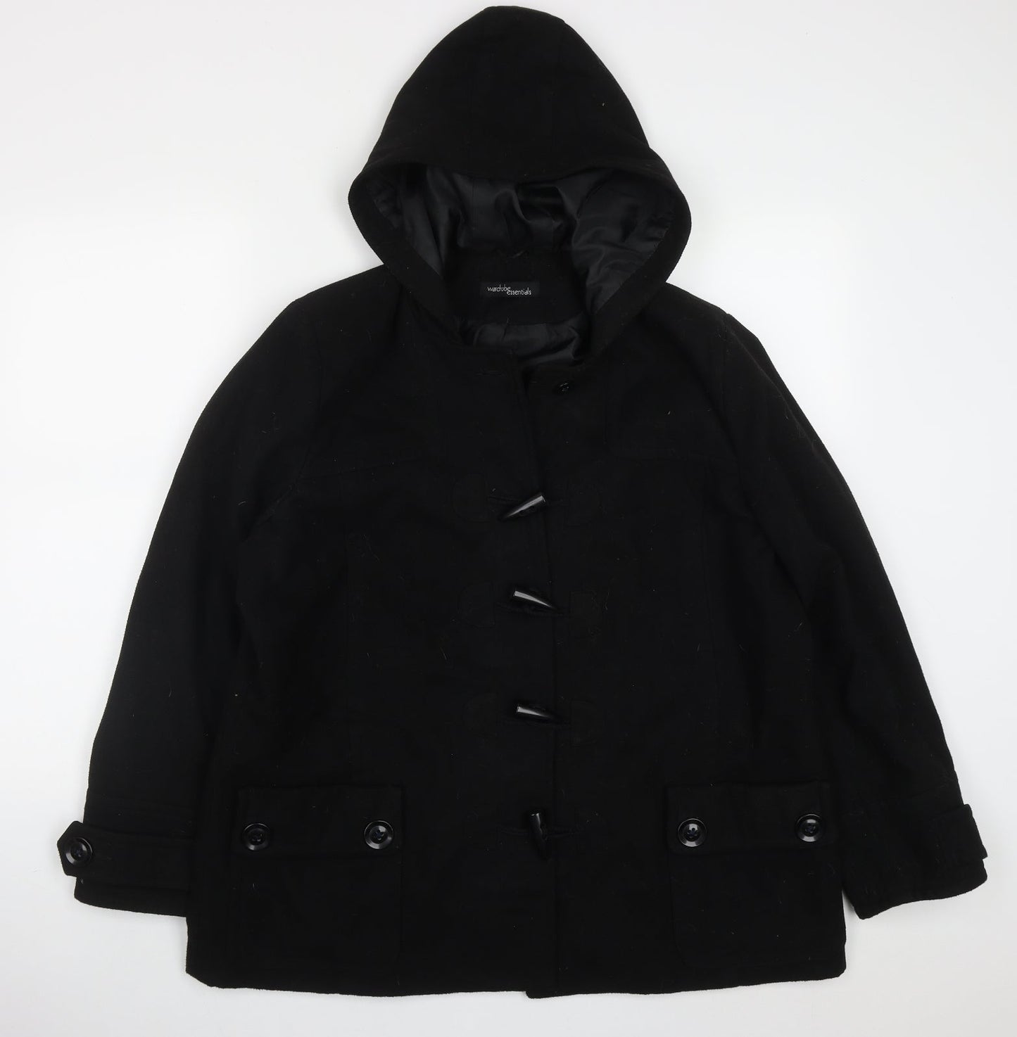 Wardrobe Essentials Womens Black   Pea Coat Coat Size 8  Button