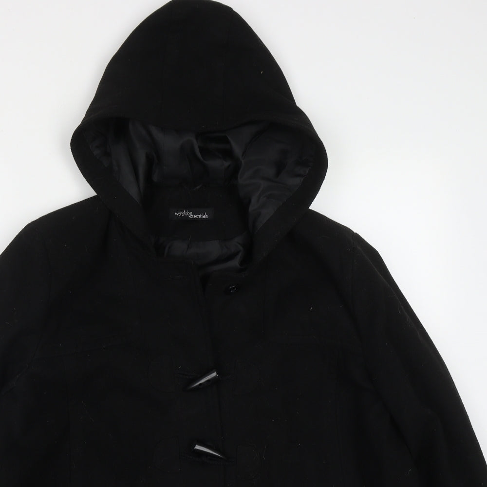 Wardrobe Essentials Womens Black   Pea Coat Coat Size 8  Button