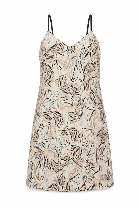Primark Womens Beige Animal Print Polyester Slip Dress  Size 6  V-Neck Pullover