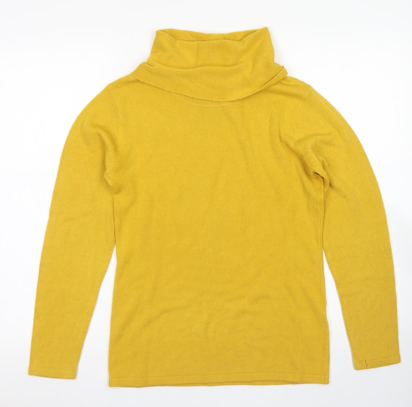Emreco Womens Yellow Roll Neck  Acrylic Pullover Jumper Size 10