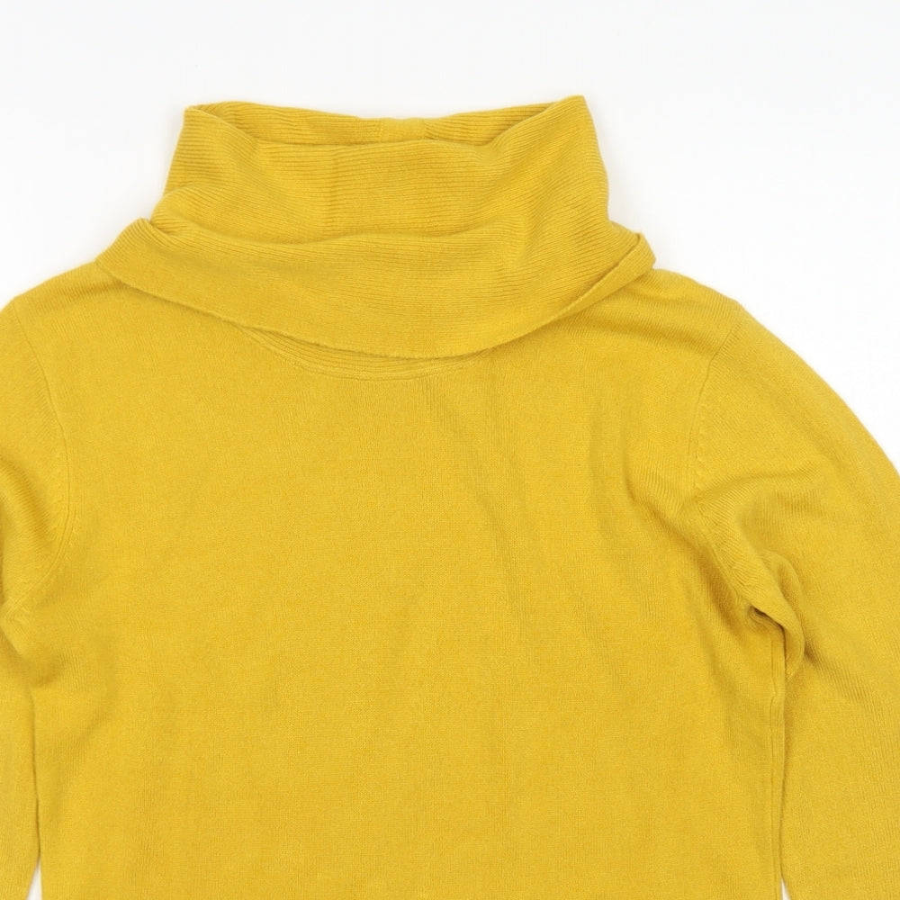 Emreco Womens Yellow Roll Neck  Acrylic Pullover Jumper Size 10