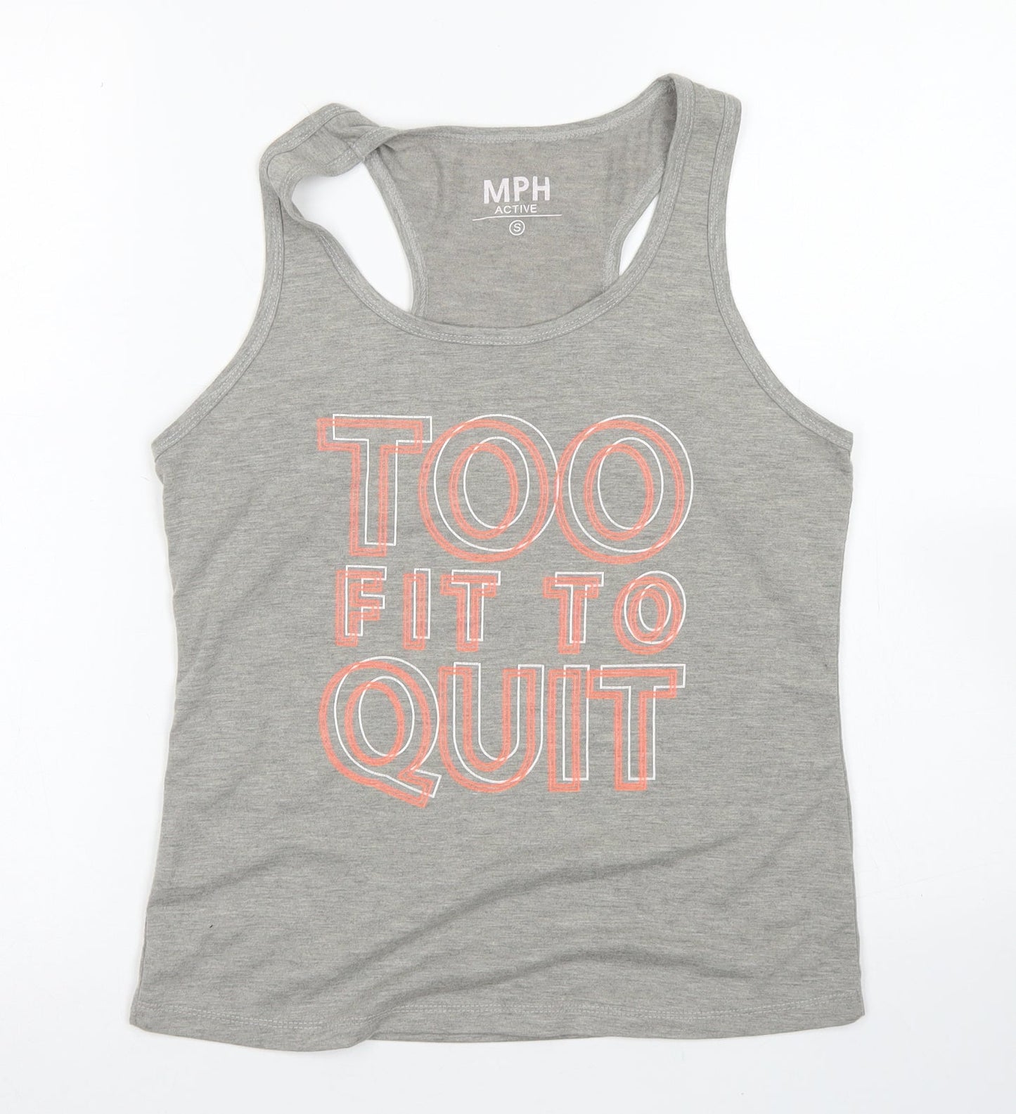 MPH Womens Grey  Polyester Basic Tank Size S Scoop Neck