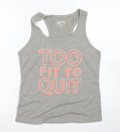 MPH Womens Grey  Polyester Basic Tank Size S Scoop Neck