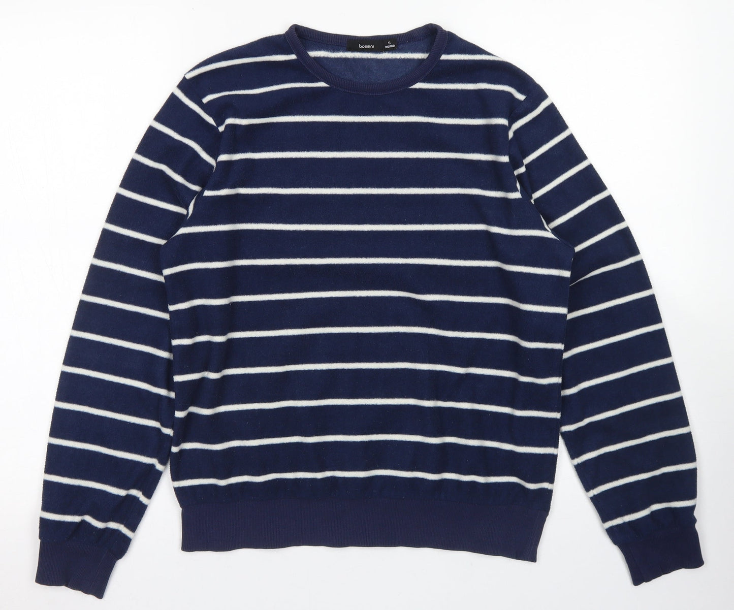 Bossini Girls Blue Striped Polyester Pullover Sweatshirt Size S