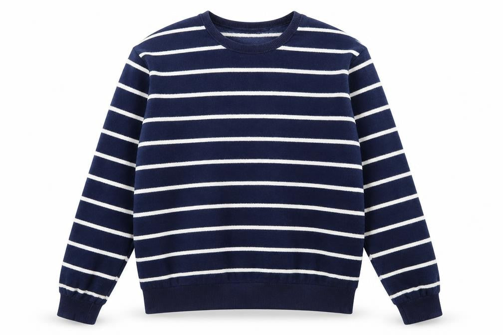 Bossini Girls Blue Striped Polyester Pullover Sweatshirt Size S