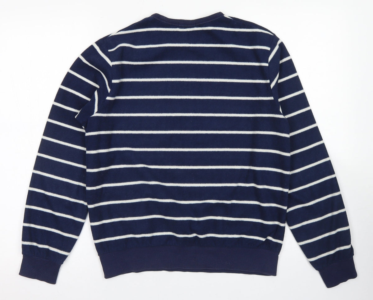 Bossini Girls Blue Striped Polyester Pullover Sweatshirt Size S