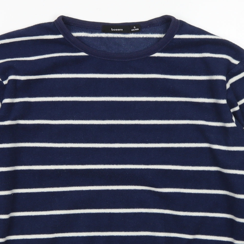 Bossini Girls Blue Striped Polyester Pullover Sweatshirt Size S