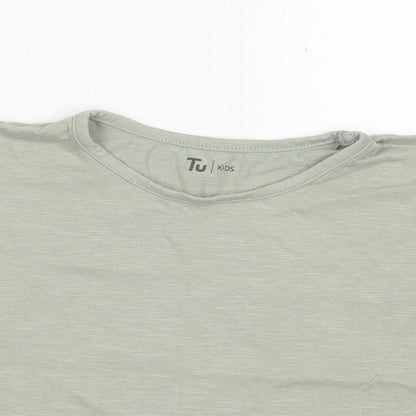 Tu Girls Green  Cotton Basic T-Shirt Size 5 Years Crew Neck