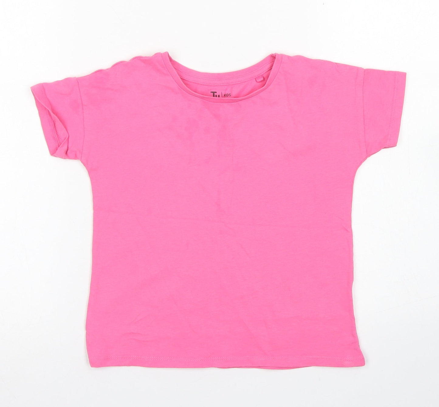 TU Girls Pink  Cotton Basic T-Shirt Size 5 Years Crew Neck