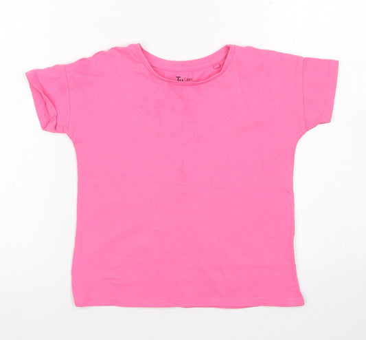 TU Girls Pink  Cotton Basic T-Shirt Size 5 Years Crew Neck