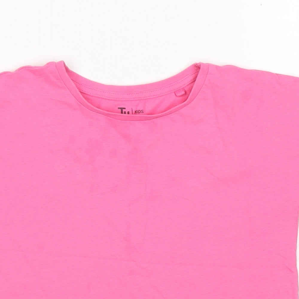 TU Girls Pink  Cotton Basic T-Shirt Size 5 Years Crew Neck