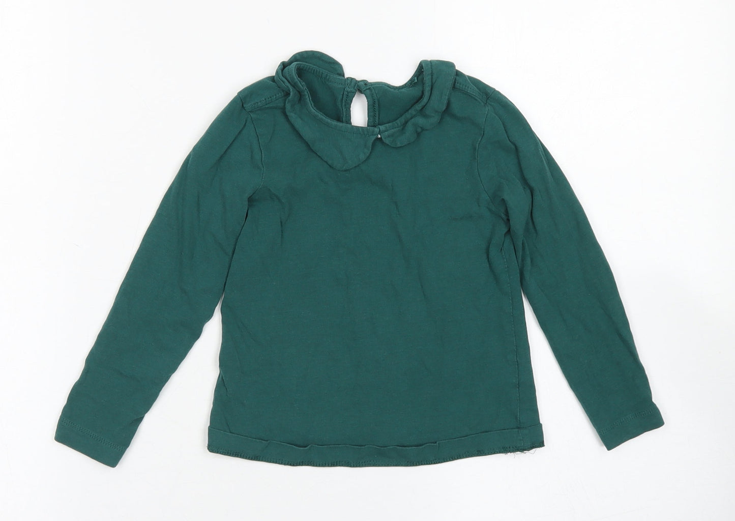 George Girls Green  Cotton Basic T-Shirt Size 3-4 Years Collared Button