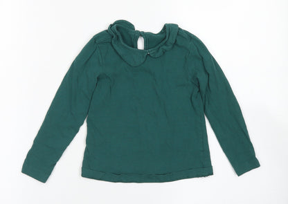 George Girls Green  Cotton Basic T-Shirt Size 3-4 Years Collared Button
