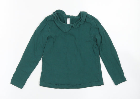 George Girls Green  Cotton Basic T-Shirt Size 3-4 Years Collared Button