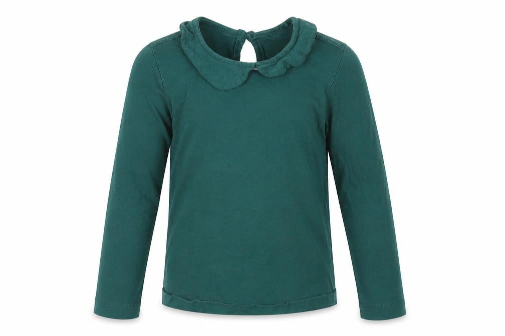 George Girls Green  Cotton Basic T-Shirt Size 3-4 Years Collared Button