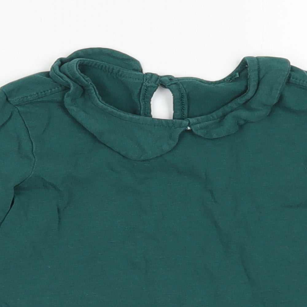 George Girls Green  Cotton Basic T-Shirt Size 3-4 Years Collared Button