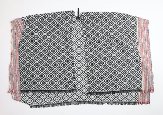 MODENA Womens Multicoloured V-Neck Argyle/Diamond Acrylic Cape Jumper One Size
