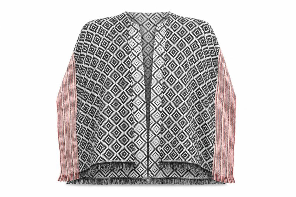 MODENA Womens Multicoloured V-Neck Argyle/Diamond Acrylic Cape Jumper One Size