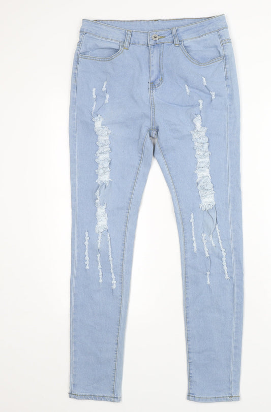 Preworn  Womens Blue  Cotton Skinny Jeans Size L L29 in Regular
