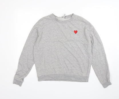 Preloved H&M Womens Grey  Cotton Pullover Sweatshirt Size M - Front