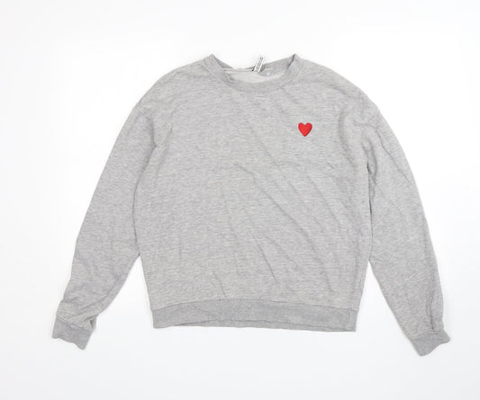 H&M Womens Grey  Cotton Pullover Sweatshirt Size M