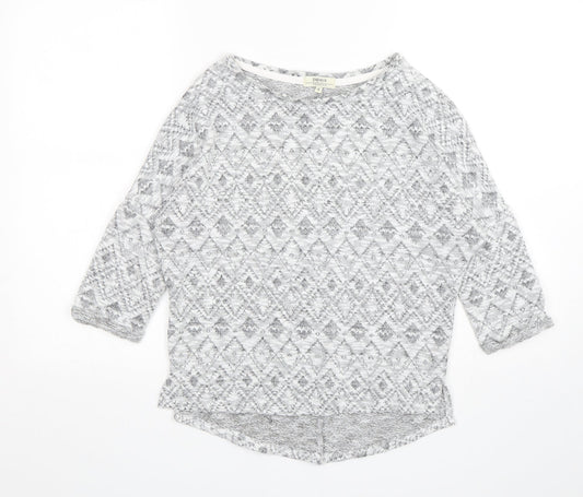 Papaya Womens Grey Round Neck Argyle/Diamond Polyester Pullover Jumper Size S