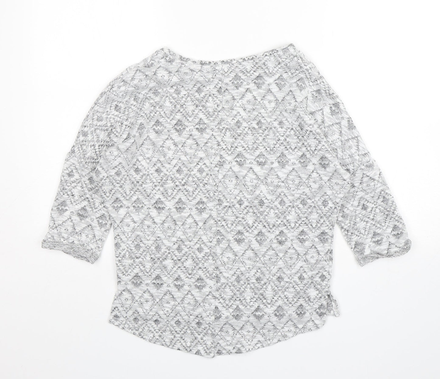 Papaya Womens Grey Round Neck Argyle/Diamond Polyester Pullover Jumper Size S