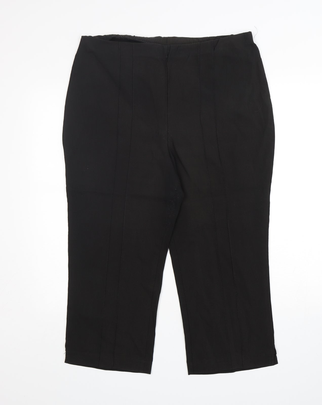For Women Womens Black  Polyester Cropped Trousers Size 18 L22 in Regular