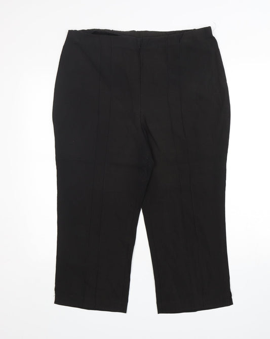For Women Womens Black  Polyester Cropped Trousers Size 18 L22 in Regular