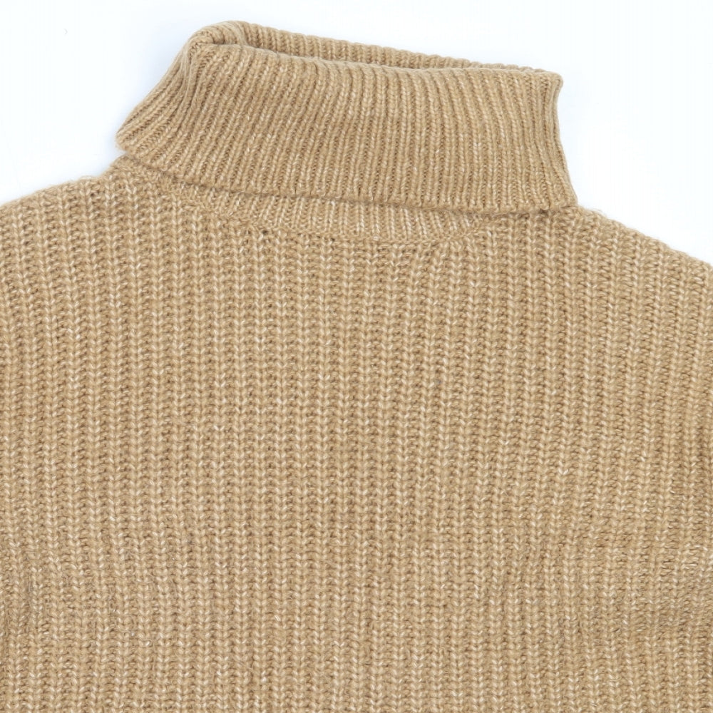 157 Womens Beige Roll Neck  Acrylic Pullover Jumper Size M